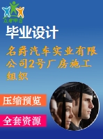 名爵汽車實業(yè)有限公司2號廠房施工組織設(shè)計-建筑工程管理施工組織設(shè)計論文（開題報告、任務(wù)書、畢業(yè)論文、圖紙、進(jìn)度全套畢業(yè)資料）